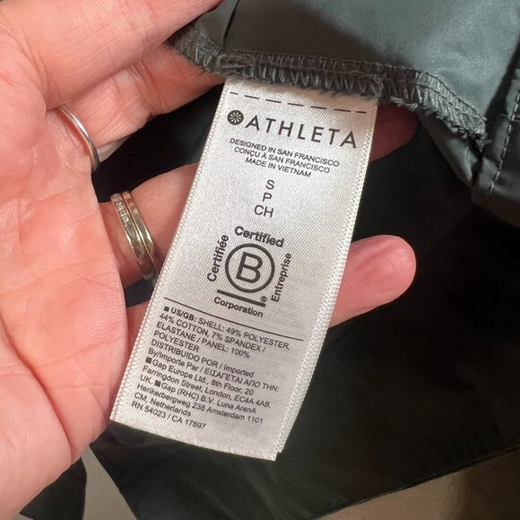 Athleta Triumph Hybrid Crewneck Sweatshirt Size Small Green Athletic Cozy Comfy - Picture 8 of 10
